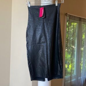 Commando faux leather animal midi